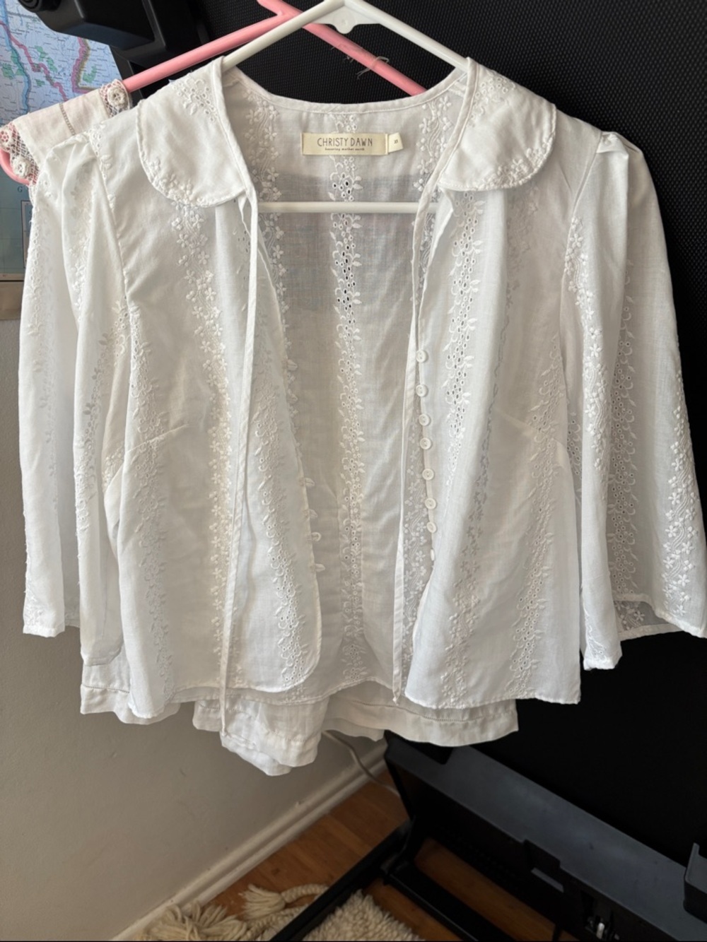 Christy Dawn White Eyelet Button-Front Cotton Blouse - Picture 4 of 16